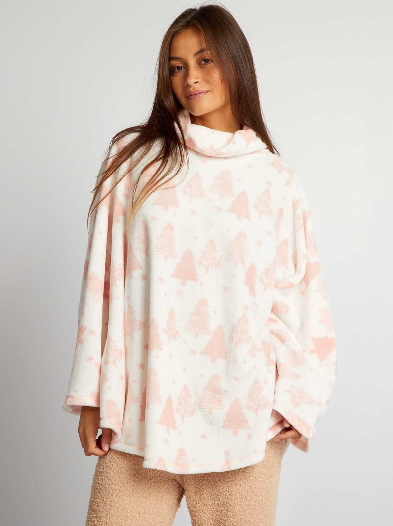 Poncho de malha polar Rosa/ Branco - Kiabi