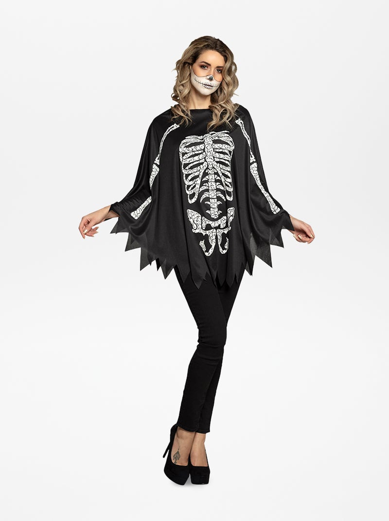 Poncho 'esqueleto' - Fato Preto/ Branco - Kiabi