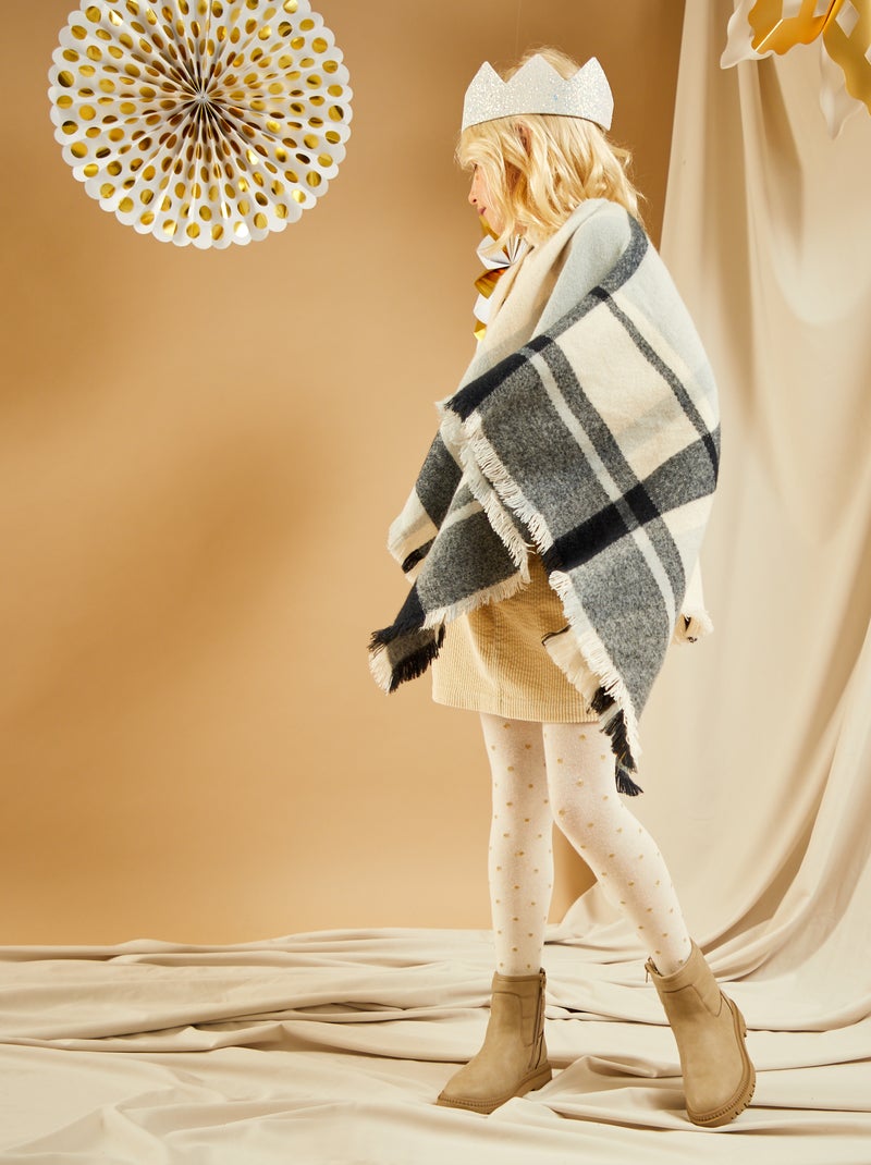 Poncho estampado 'quadrados' AZUL - Kiabi