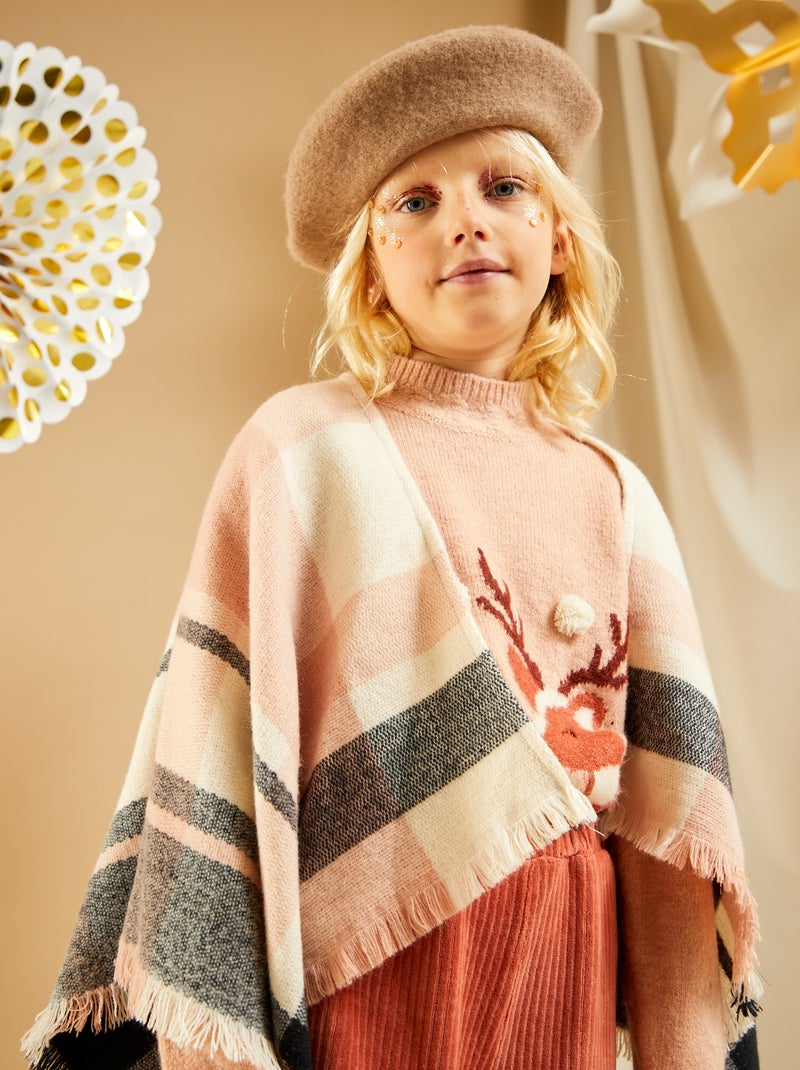 Poncho estampado 'quadrados' Multicor - Kiabi
