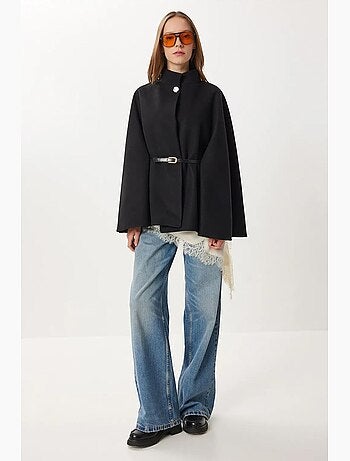 Poncho texturizado com cinto istanbul