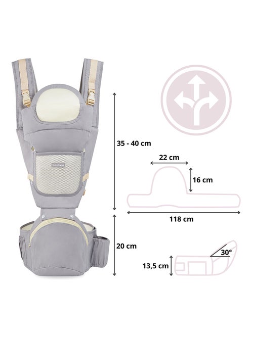 Porta-bebé ergonómico 0–36 meses com suporte de cabeça e 10 posições - Kiabi Porta-bebé ergonómico 0–36 meses com suporte de cabeça e 10 posições - Kiabi