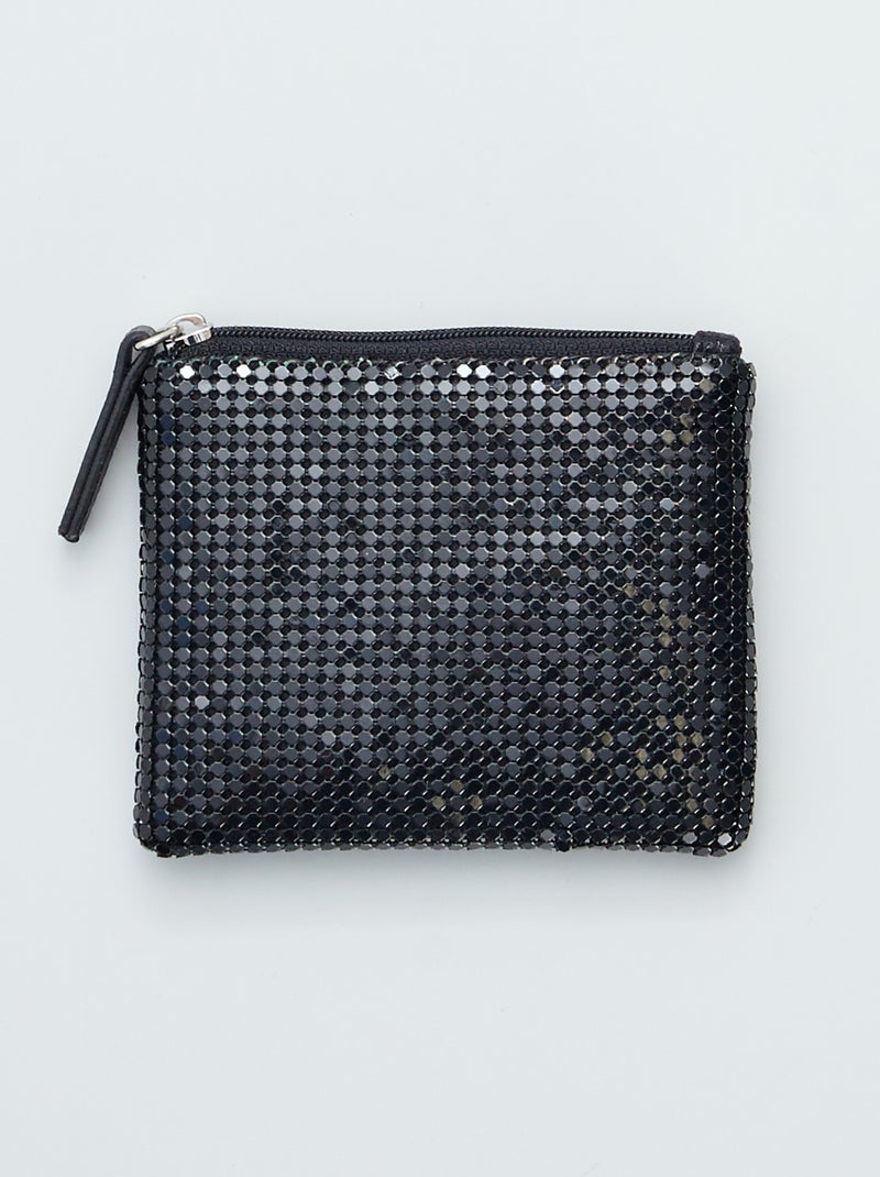 Porta-moedas com efeito metal PRETO - Kiabi