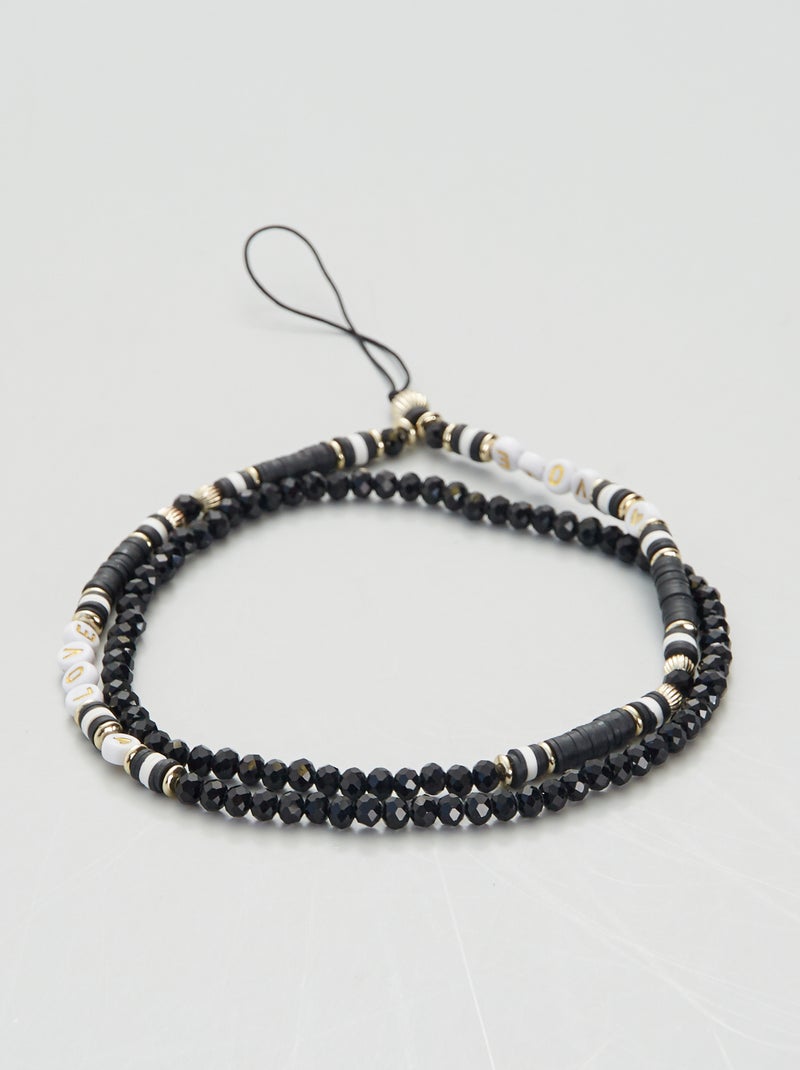 Porta-telemóvel com pérolas Preto/ Branco - Kiabi