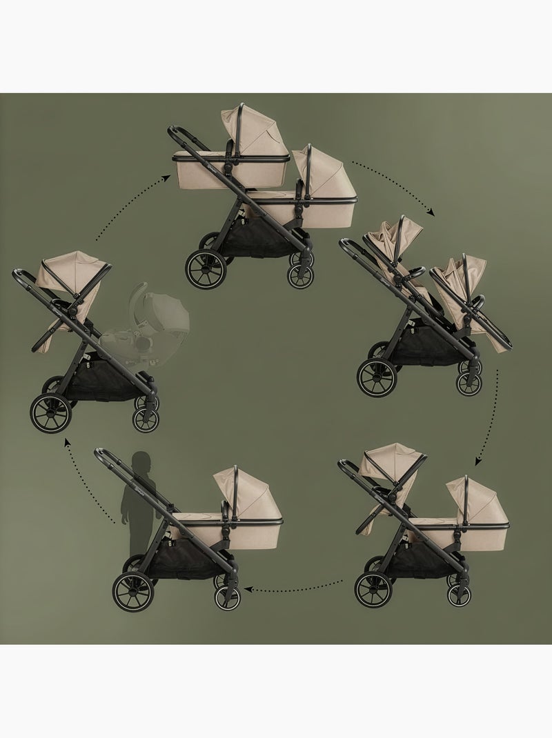 Poussette dupla 2 em 1 Duo, também adequada como carrinho para irmãos – babyGo Bege - Kiabi