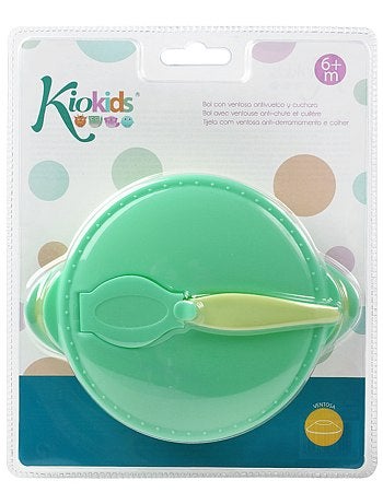 Prato com ventosa com tampa e colher - Kiabi