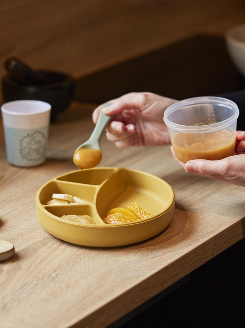Prato silicone com ventosa e divisórias thermobaby 3 compartimentos Amarelo - Kiabi
