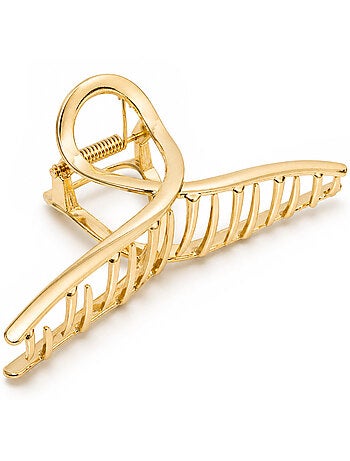Prendedor caranguejo em metal com acabamento dourado