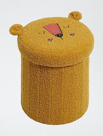 Puf e caixa de arrumação em malha bouclé animada leão