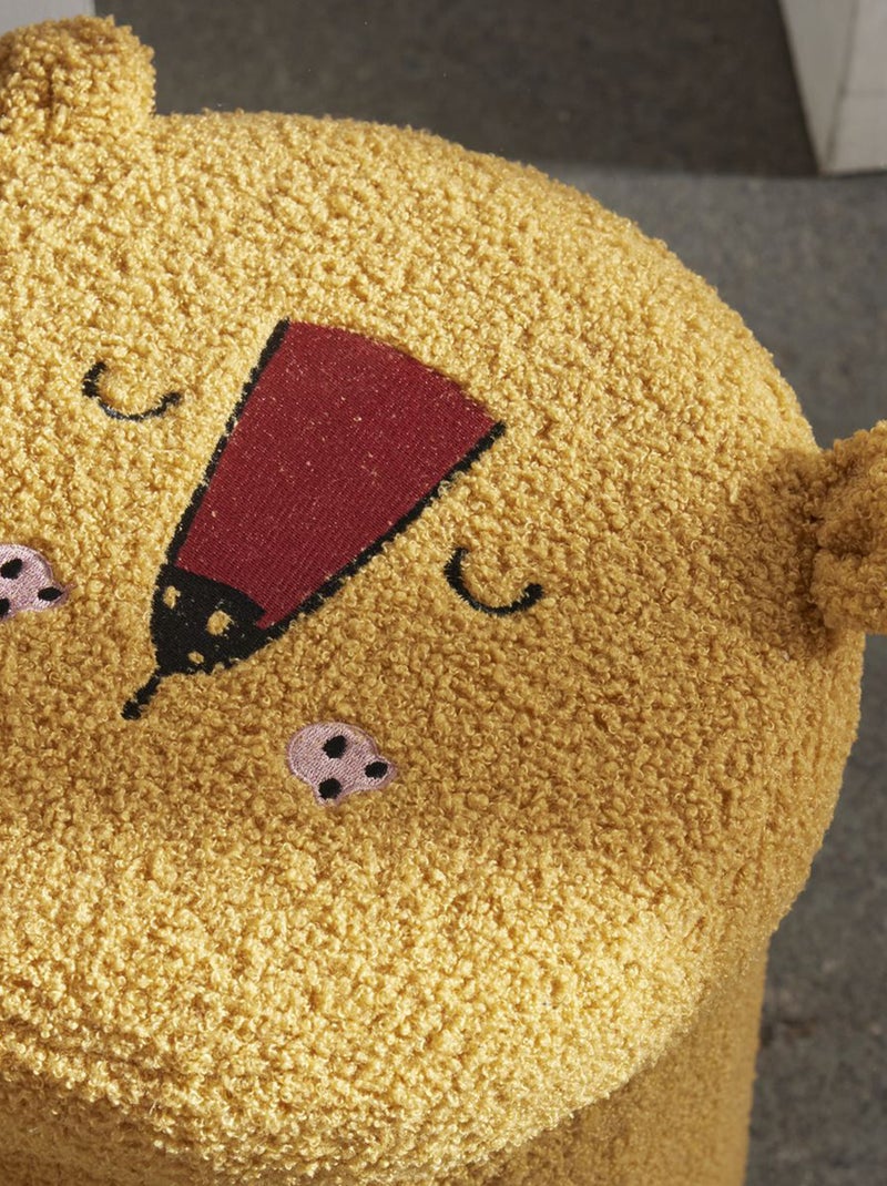 Puf e caixa de arrumação em malha bouclé animada leão Amarelo - Kiabi