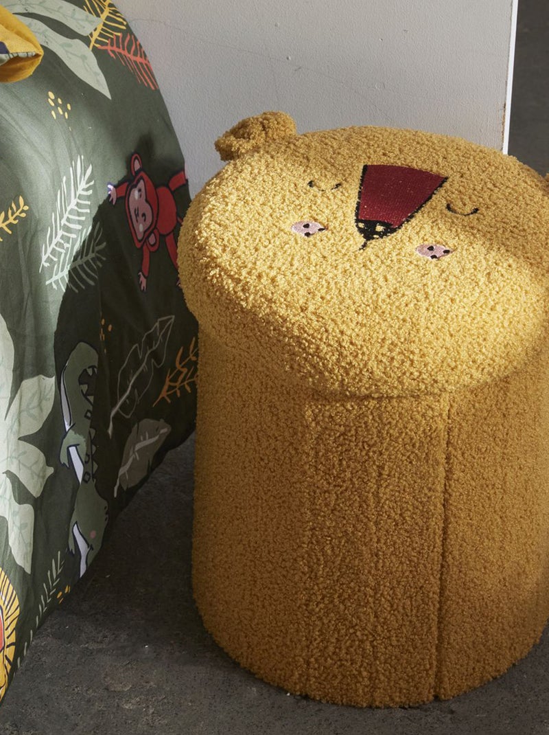 Puf e caixa de arrumação em malha bouclé animada leão Amarelo - Kiabi