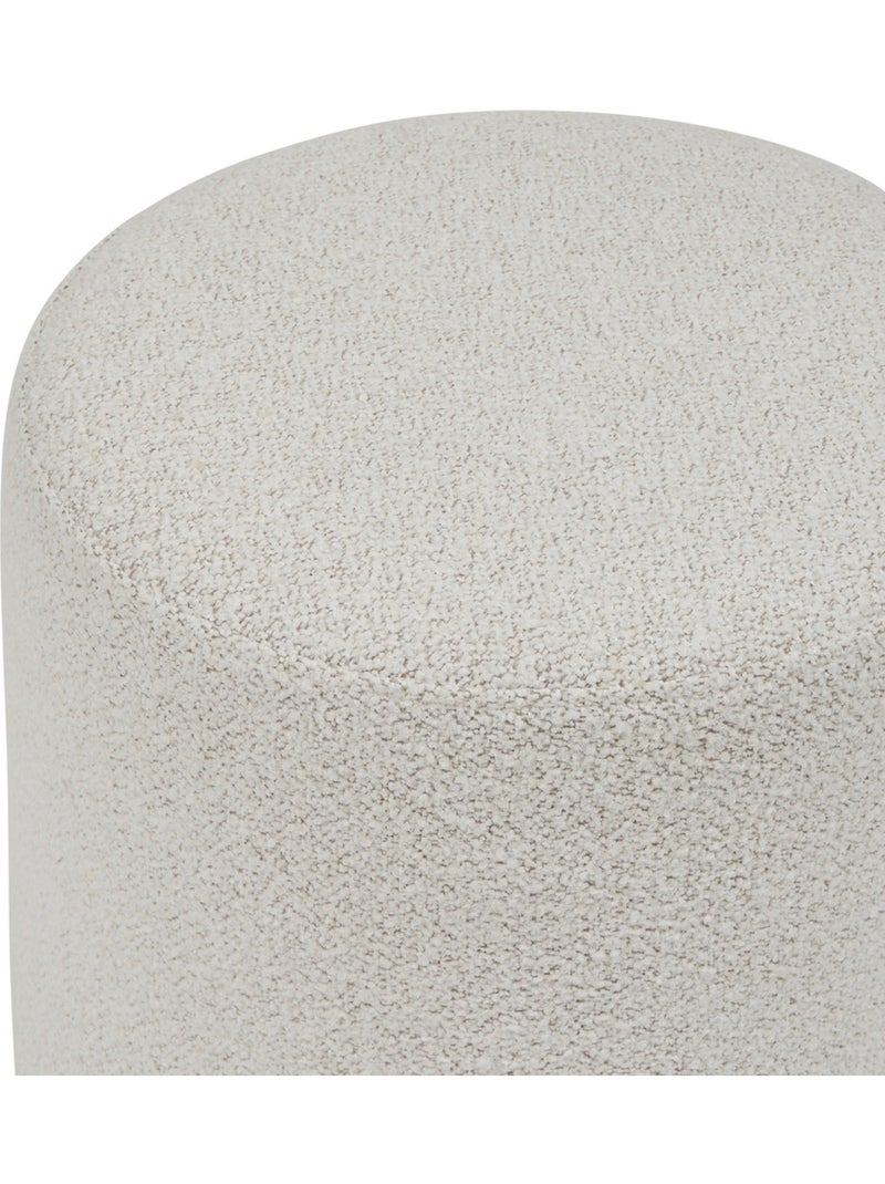 Pufe redondo em tecido bouclette com base de madeira Branco - Kiabi