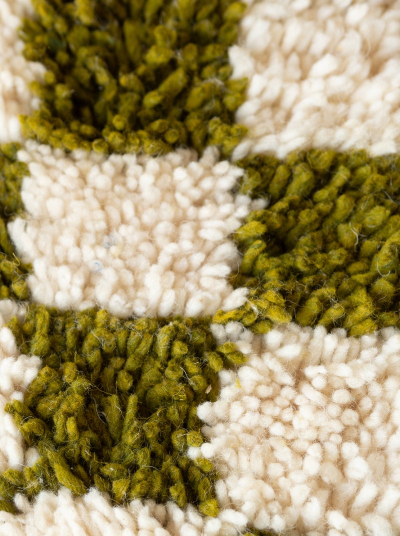 Puff de lã axadrezada com enchimento Verde - Kiabi