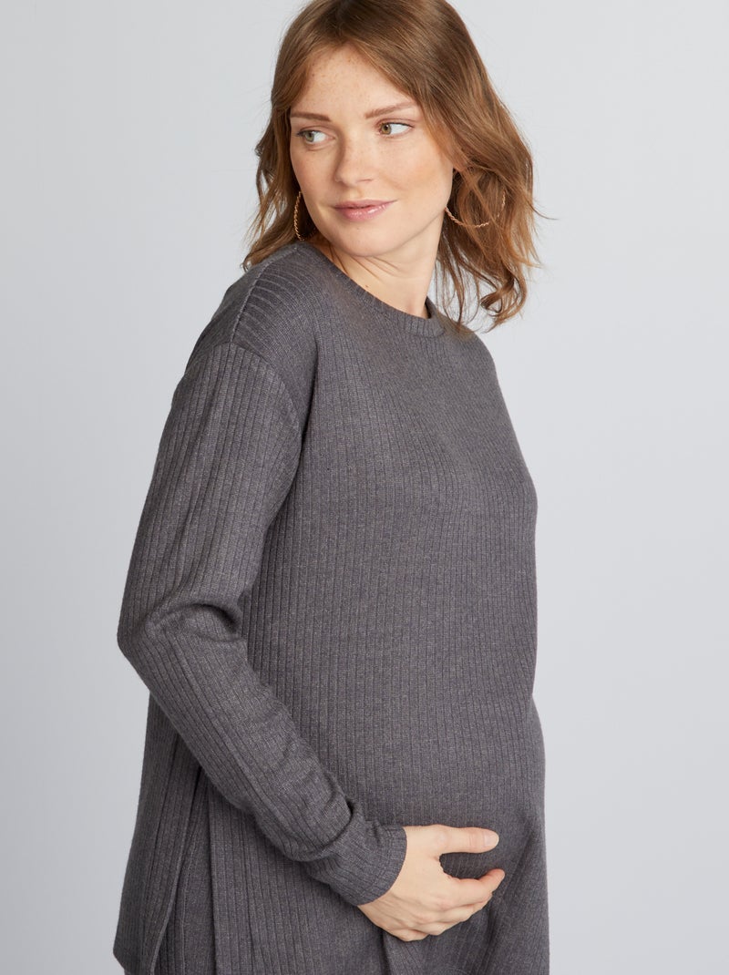 Pull de grávida loose de gola redonda CINZA - Kiabi
