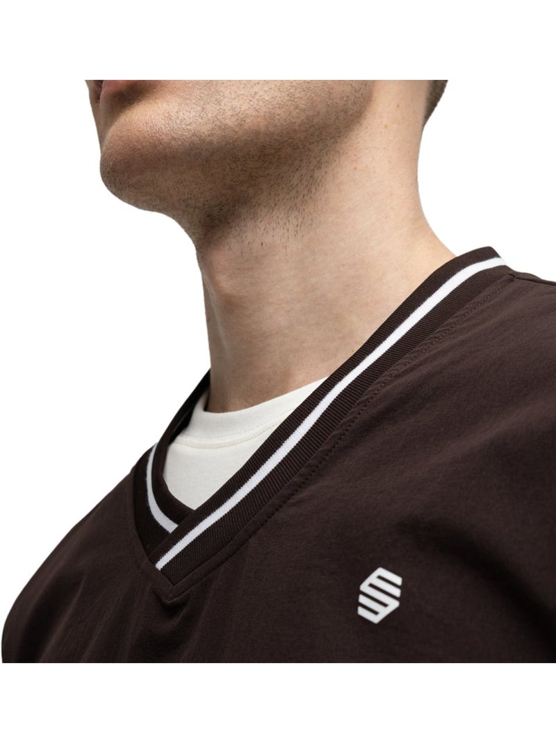Pullover de golfe corta-vento e com decote em v para homem Castanho - Kiabi