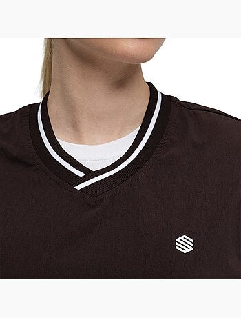 Pullover de golfe corta-vento e com decote em v para mulher