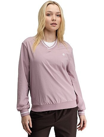 Pullover de golfe corta-vento e com decote em v para mulher