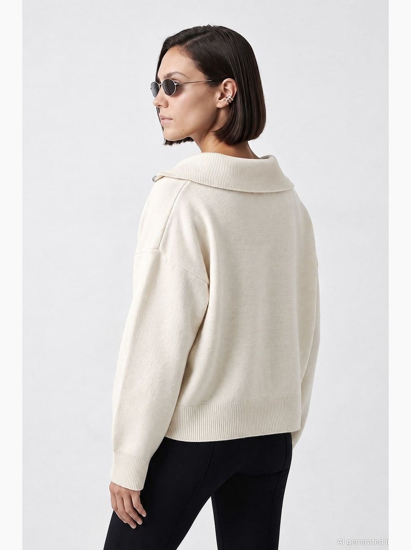 Pulôver de malha feminino dilvin Creme - Kiabi
