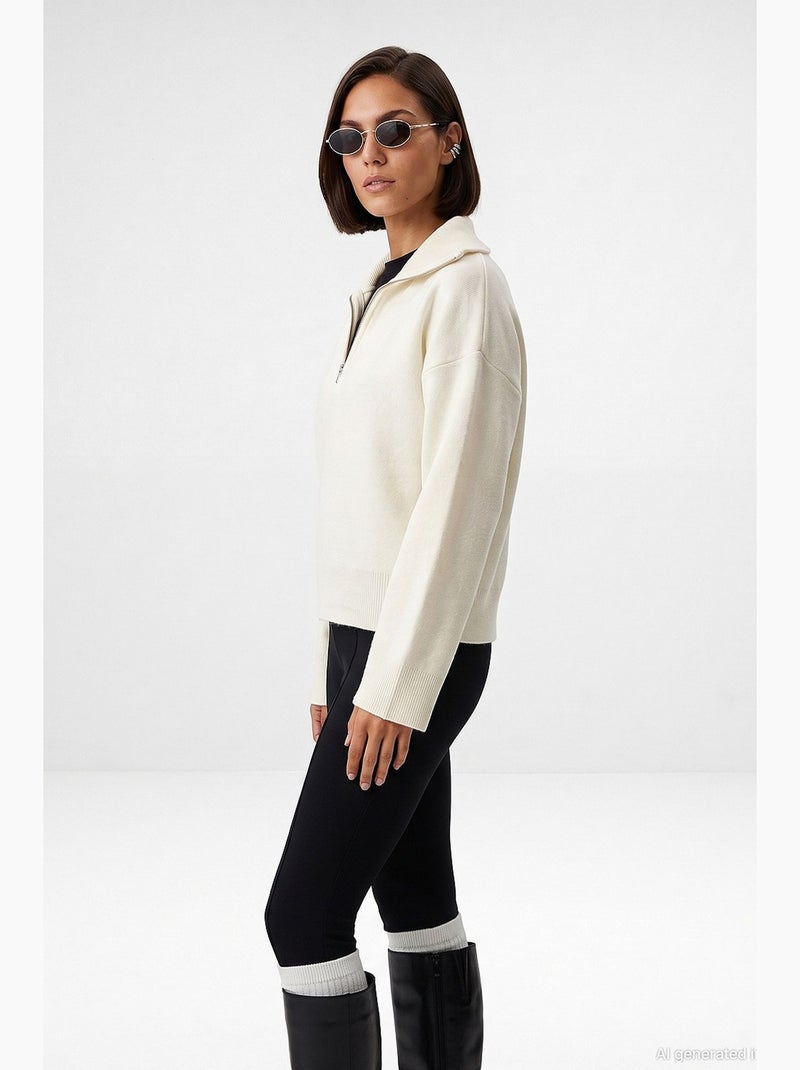Pulôver de malha feminino dilvin Creme - Kiabi