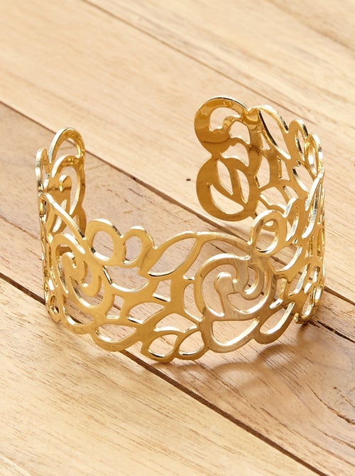 Pulseira larga em filigrana dourada - Kiabi