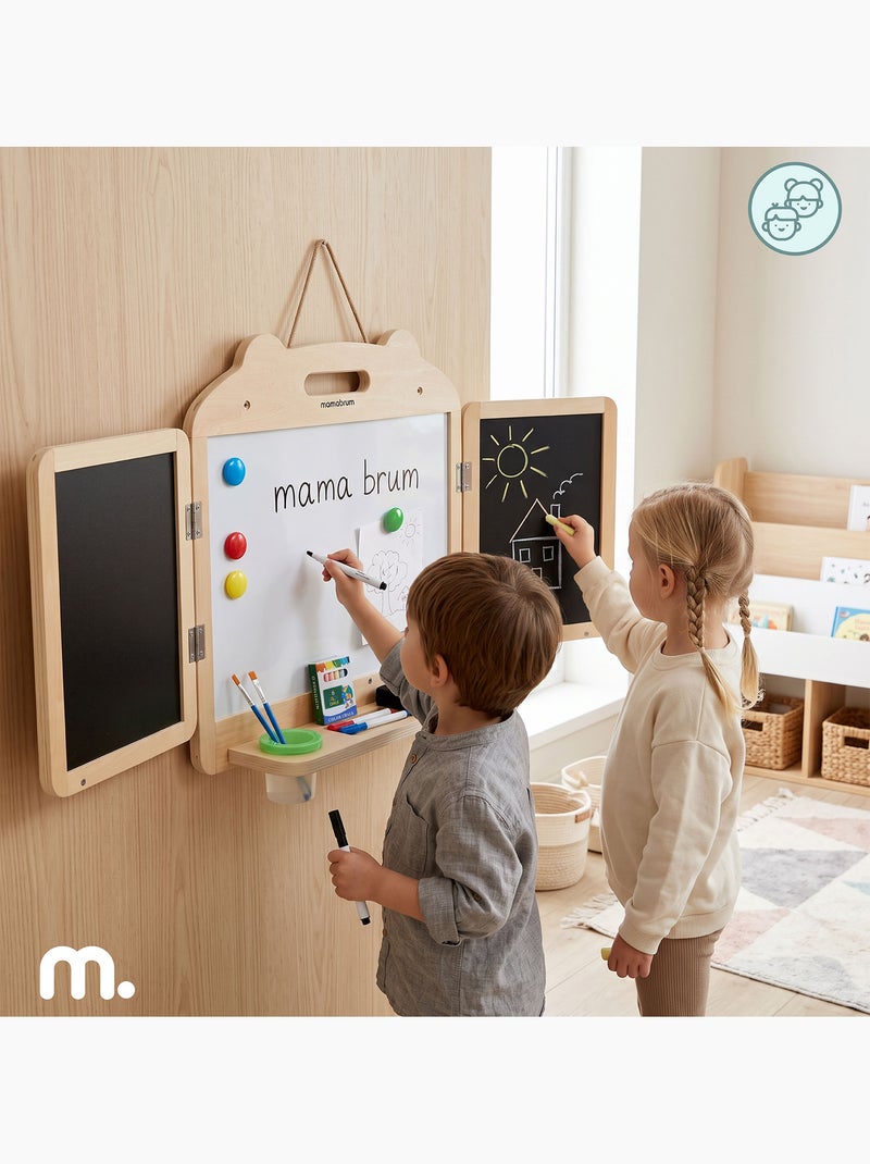 Quadro magnetico dobravel madeira infantil giz marcador parede mamabrum N/D - Kiabi