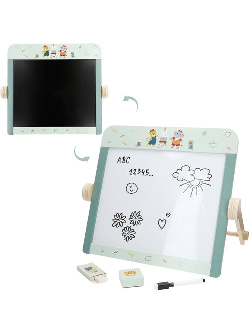Quadro negro infantil de madeira dupla face com acessórios WOOMAX - Kiabi