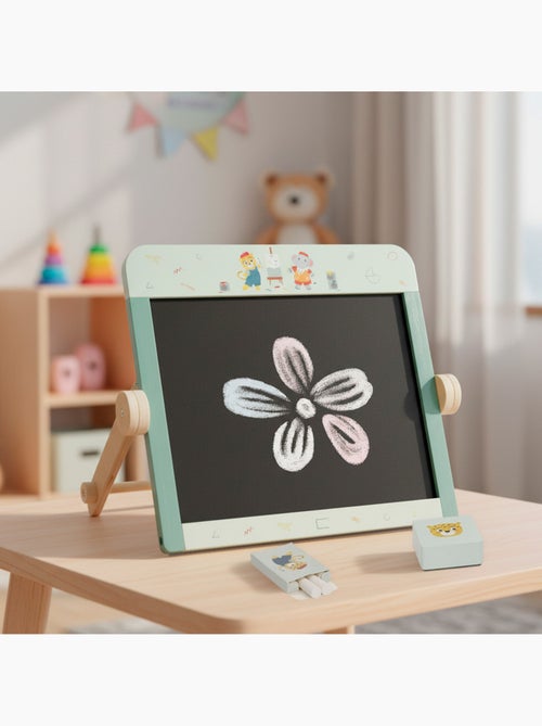 Quadro negro infantil de madeira dupla face com acessórios WOOMAX - Kiabi