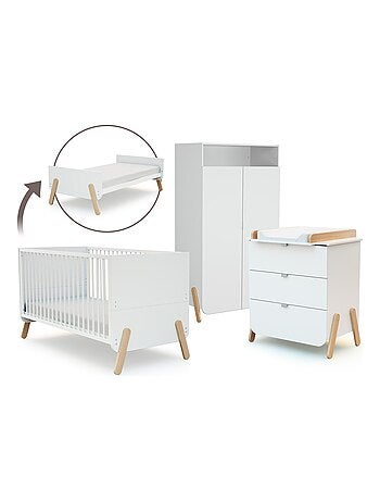 Quarto de bebé com cama, fraldário e roupeiro pirate de madeira