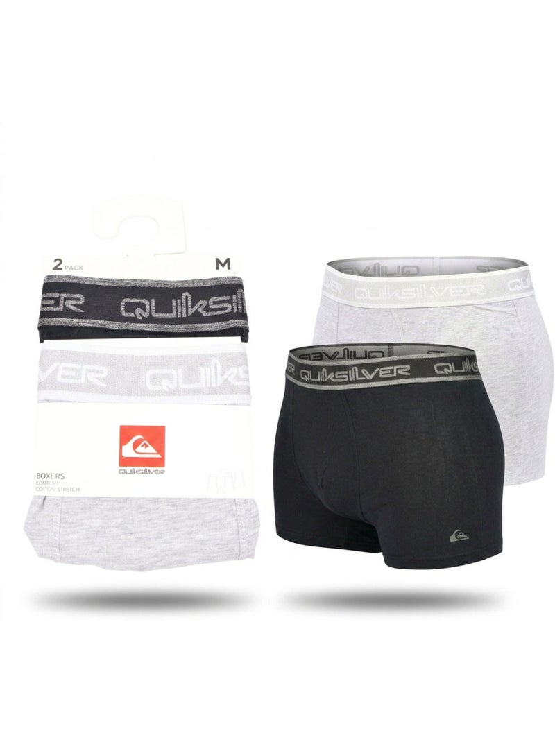 Quiksilver – Pack 2 Cuecas Boxer Homem Conforto Algodão Stretch Preto Cinza - Kiabi