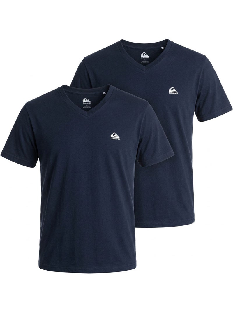 Quiksilver Pack de 2 T-Shirts Homem 100% Algodão Decote Redondo ou V Azul Azul - Kiabi