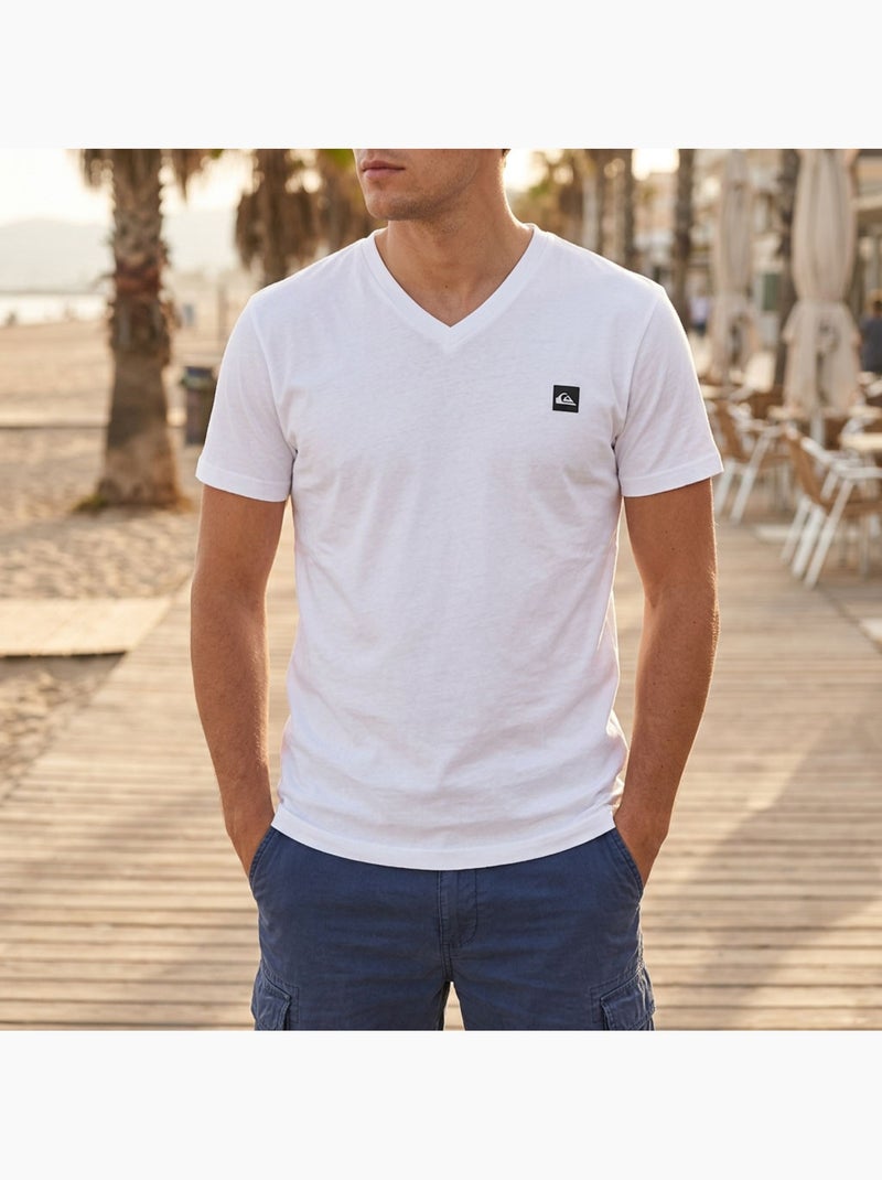 Quiksilver Pack de 2 T-Shirts Homem 100% Algodão Decote Redondo ou V Branco Bege - Kiabi