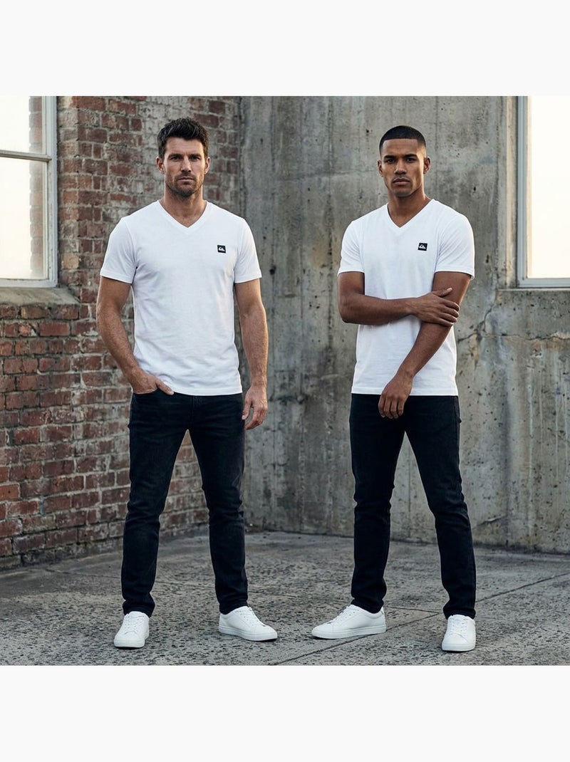 Quiksilver Pack de 2 T-Shirts Homem 100% Algodão Decote Redondo ou V Branco Bege - Kiabi