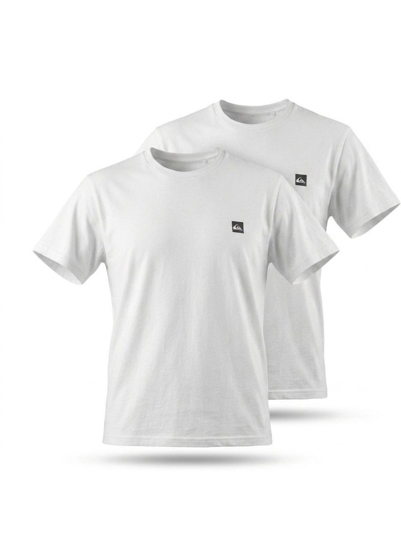 Quiksilver Pack de 2 T-Shirts Homem 100% Algodão Decote Redondo ou V Branco - Kiabi