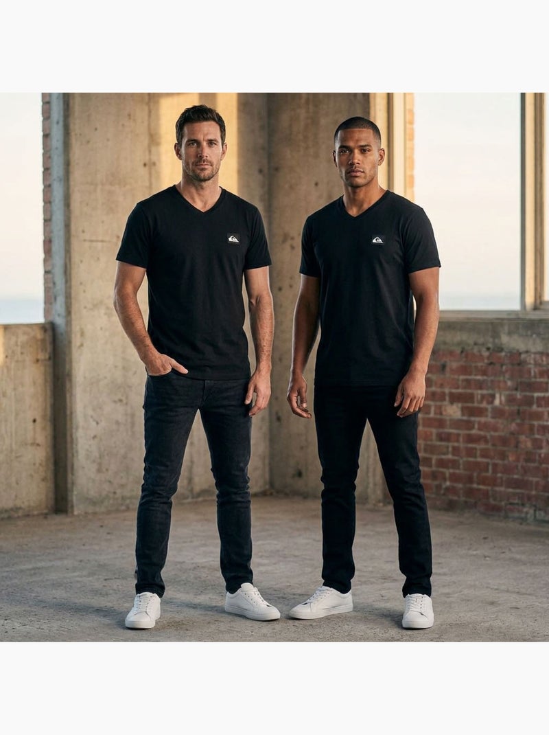 Quiksilver Pack de 2 T-Shirts Homem 100% Algodão Decote Redondo ou V Preto Preto - Kiabi