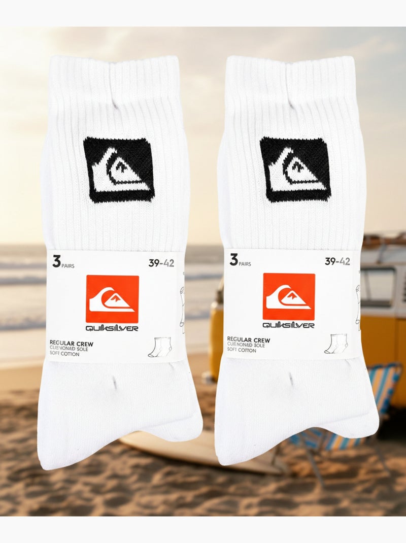 Quiksilver Pack de Meias Homem Crew 6 Pares Desportivas Acolchoadas Branco - Kiabi