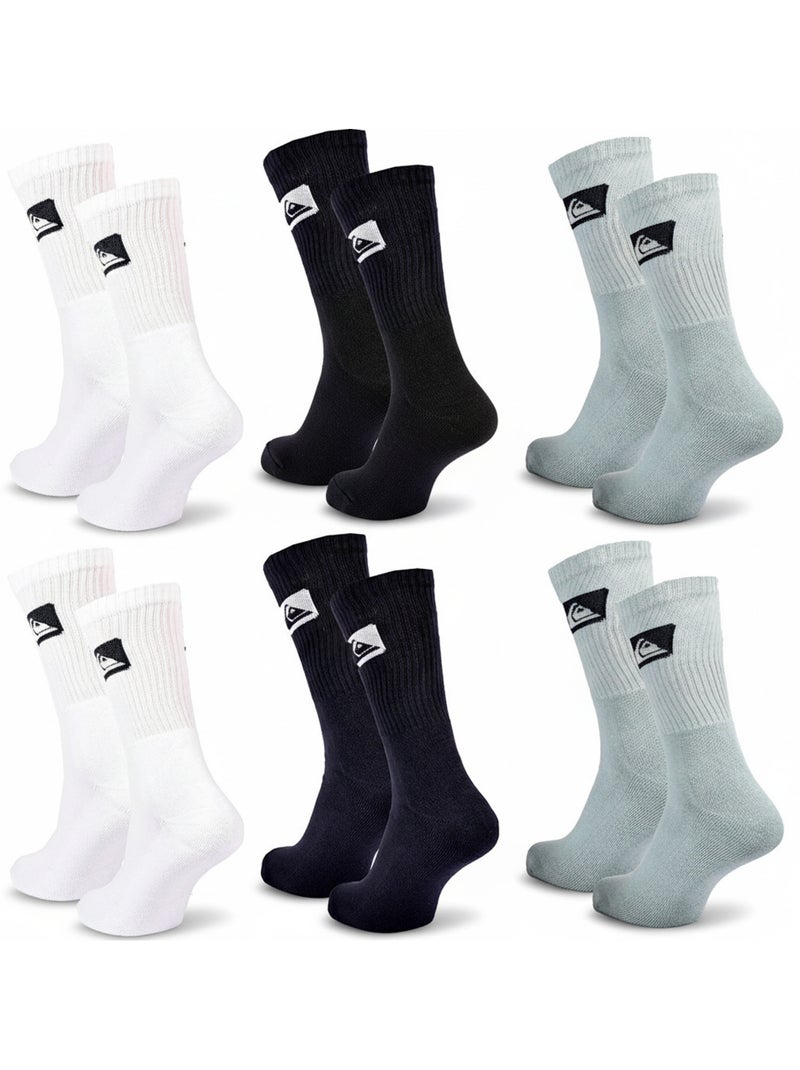 Quiksilver Pack de Meias Homem Crew 6 Pares Desportivas Acolchoadas Branco Preto Azul - Kiabi