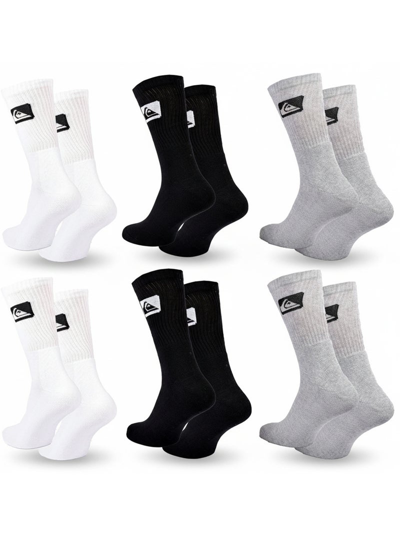 Quiksilver Pack de Meias Homem Crew 6 Pares Desportivas Acolchoadas Branco Preto Cinza - Kiabi