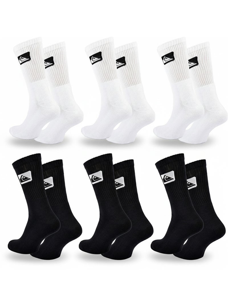 Quiksilver Pack de Meias Homem Crew 6 Pares Desportivas Acolchoadas Branco Preto - Kiabi