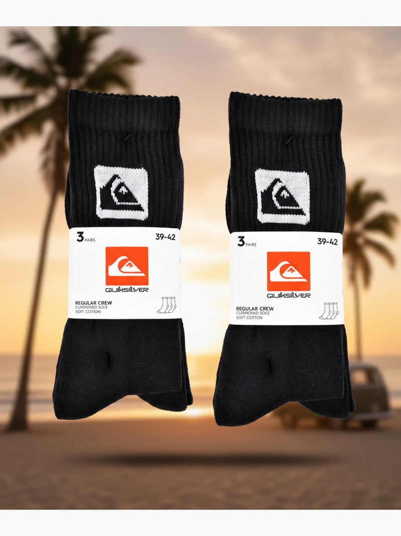 Quiksilver Pack de Meias Homem Crew 6 Pares Desportivas Acolchoadas Preto - Kiabi
