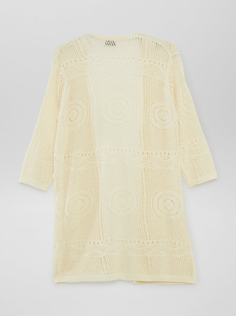 Quimono comprido de croché 'JDY' BRANCO - Kiabi
