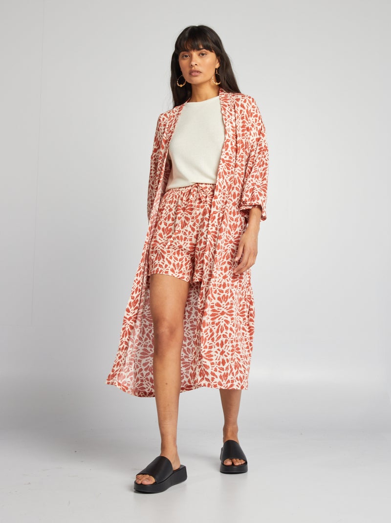 Quimono estampado com cinto VERMELHO - Kiabi