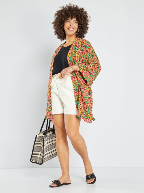 Quimono estampado em crepe - Kiabi