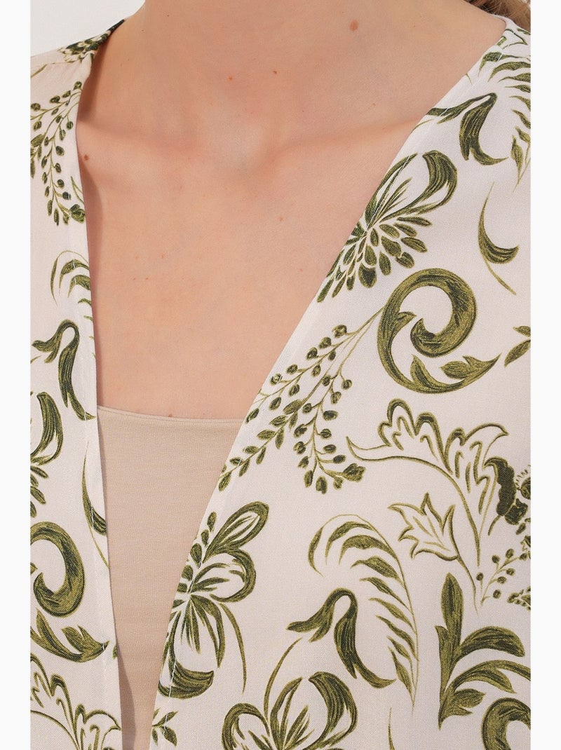 Quimono longo estampado em viscose bdart Branco Verde - Kiabi