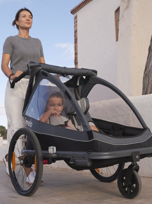 Reboque de bicicleta 2em1 LIONELO Cama - Carrinho todo-o-terreno - 2 crianças - Até 6 anos - Kiabi