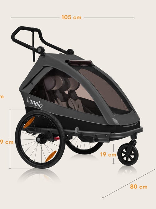 Reboque de bicicleta 2em1 LIONELO Cama - Carrinho todo-o-terreno - 2 crianças - Até 6 anos - Kiabi