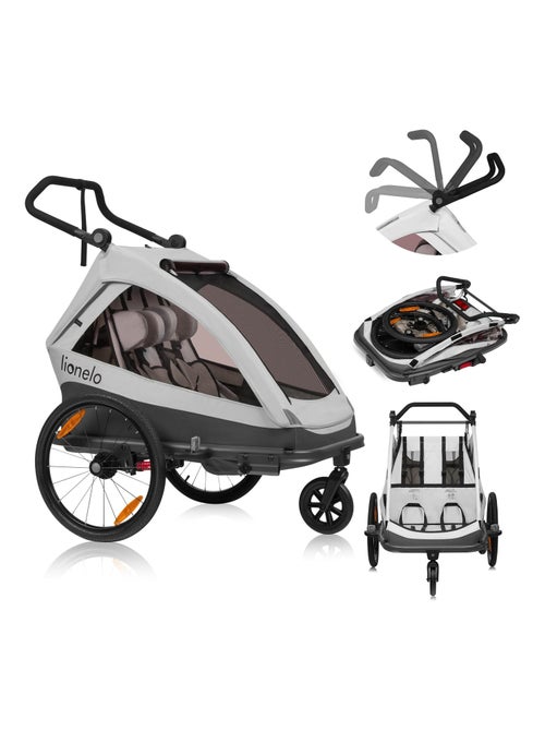 Reboque de bicicleta 2em1 LIONELO Cama - Carrinho todo-o-terreno - 2 crianças - Até 6 anos - Kiabi