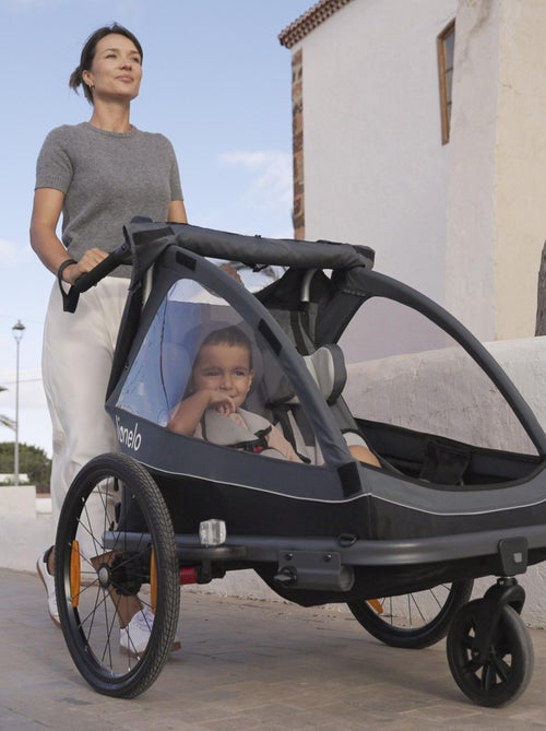 Reboque de bicicleta 2em1 LIONELO Cama - Carrinho todo-o-terreno - 2 crianças - Até 6 anos - Kiabi