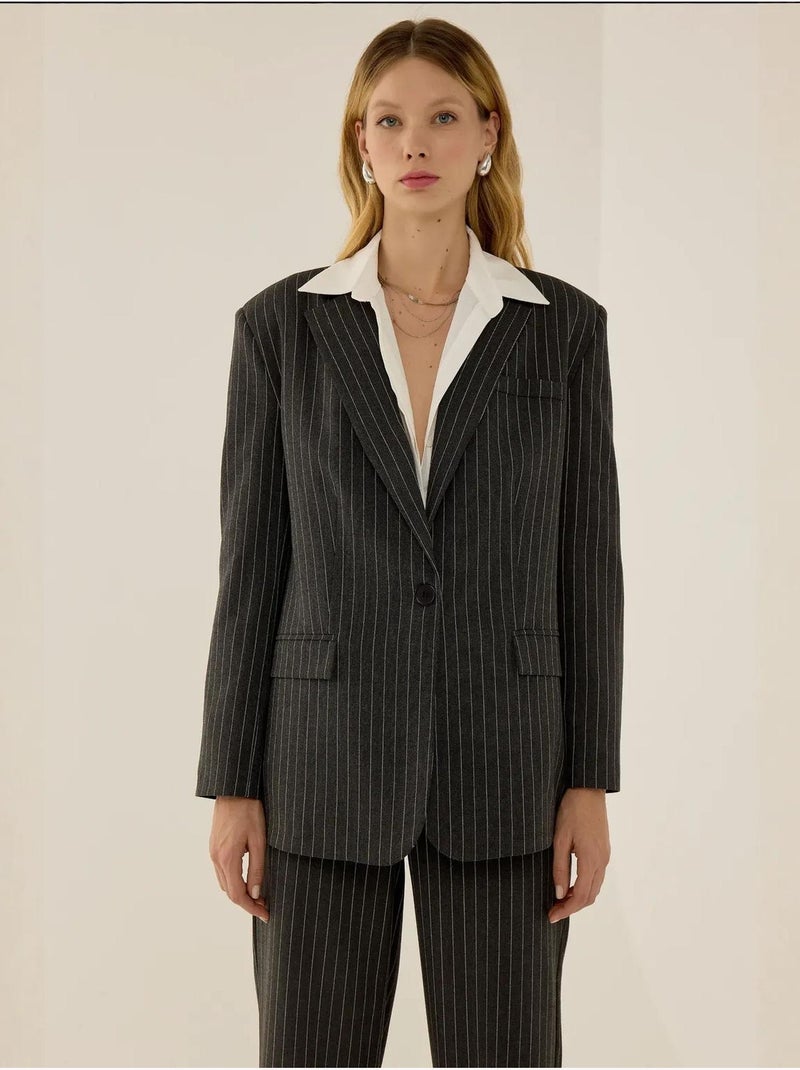 Reece blazer com risca de giz hiccup Cinza - Kiabi