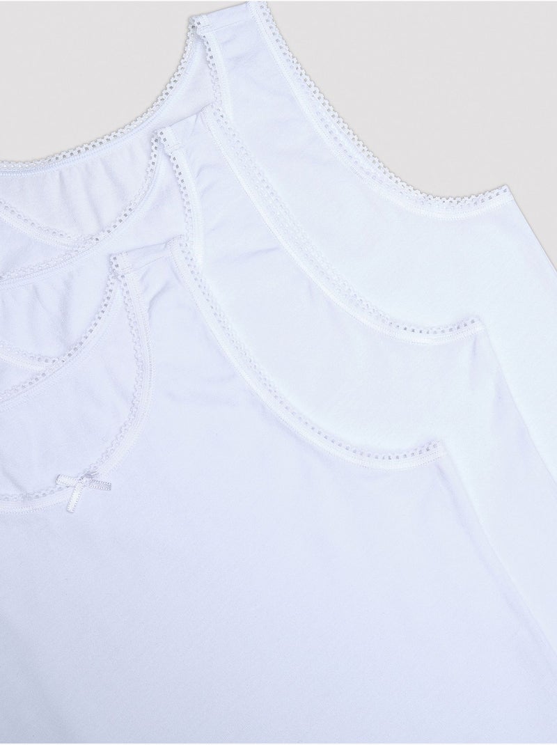 Regata básica de algodão, pack de 3 penti Branco - Kiabi