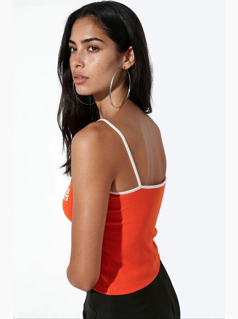 Regata camisola ajustada estampada busem Laranja - Kiabi